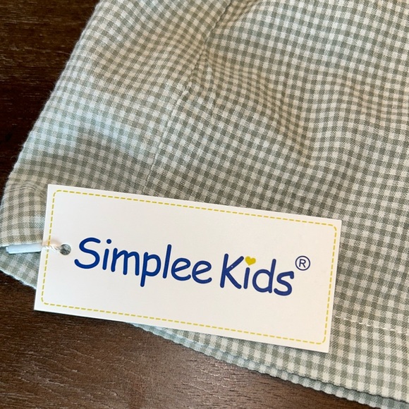 New w/Tags Simplee Kids Smocked Green/Check Dress - Picture 4 of 6